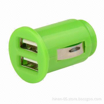 Car charger with 5V/2.0A output, product shell is made of fireproof material
